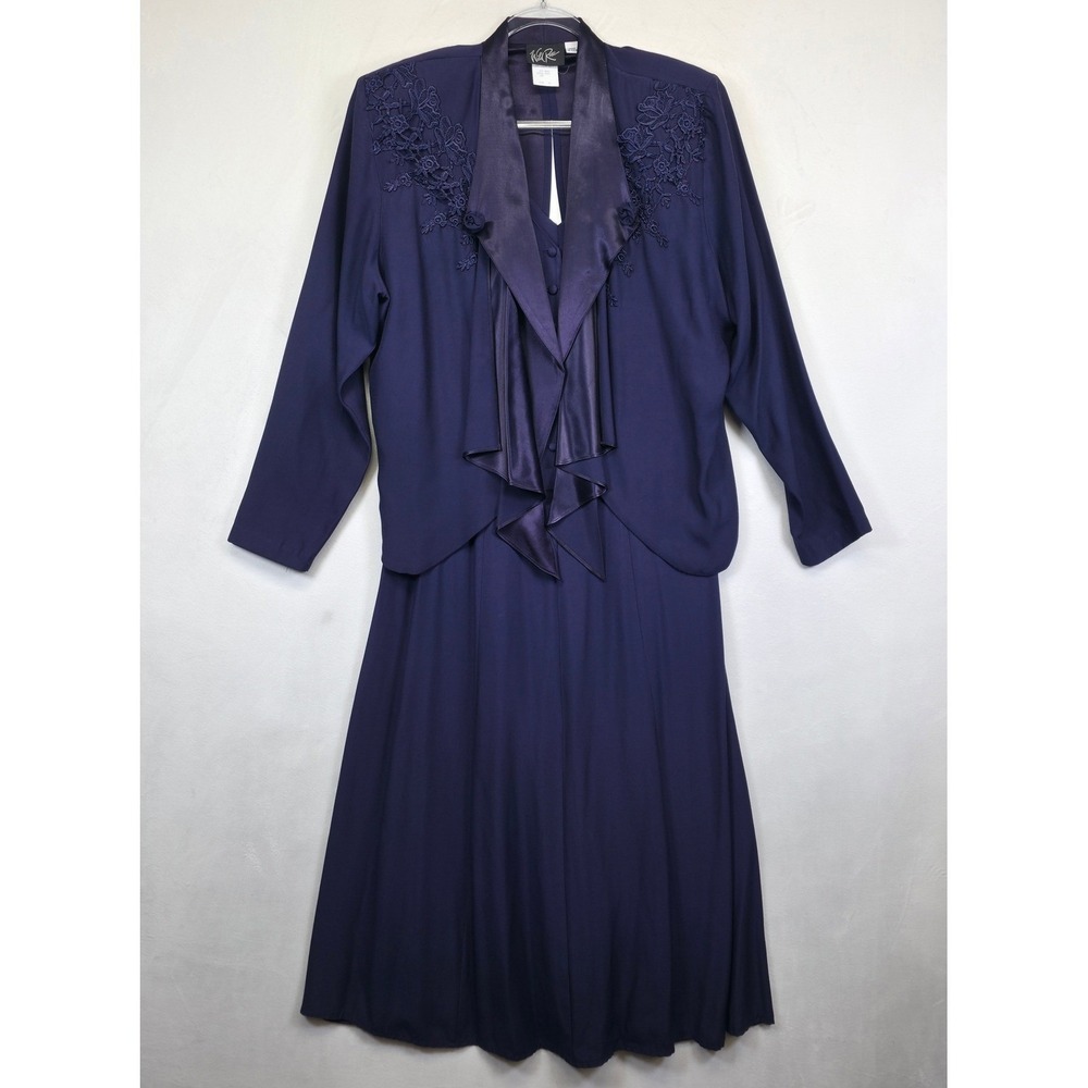 Vintage Wild Rose Dress Set Womens 16 Evening Mother of the Bride 2 Piece - Picture 2 of 16